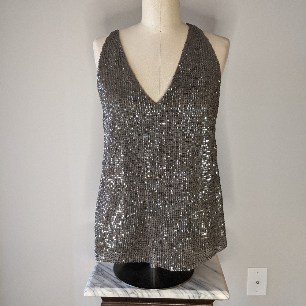 Express sequin backless top